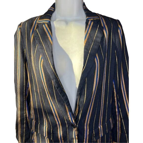 Forte Forte Masai Made in Italy Striped Metallic Single-Button Jacket Size 0 - Picture 6 of 10